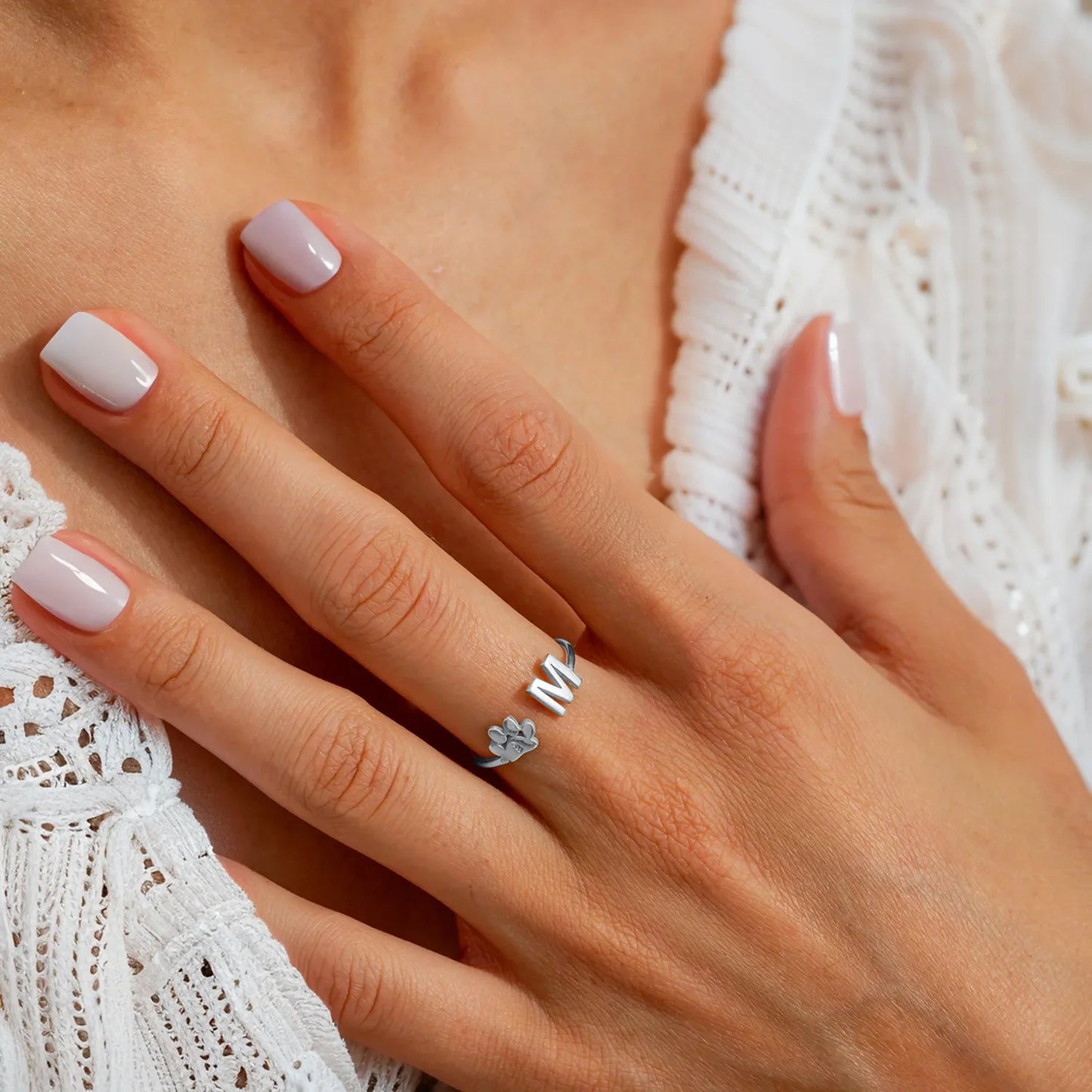 Személyre szabott háziállat kezdőbetűs gyűrű