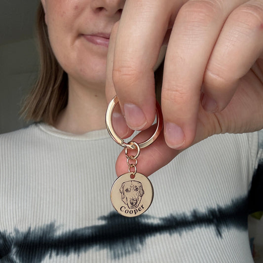 Személyre szabott háziállat arc kulcstartó