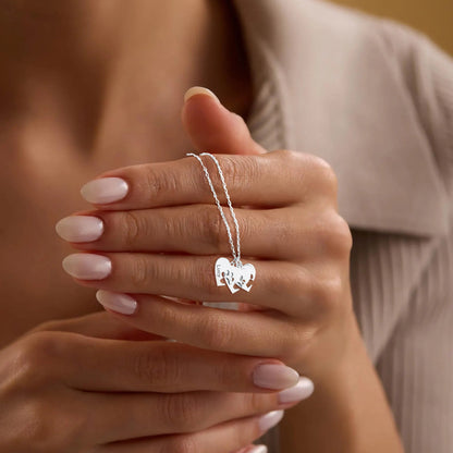 Személyre szabott mancs és szív névnyaklánc