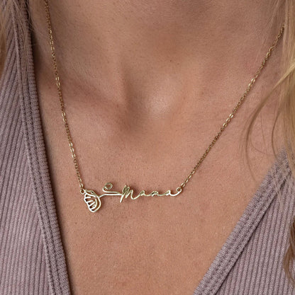 Személyre szabott születési virág névnyaklánc