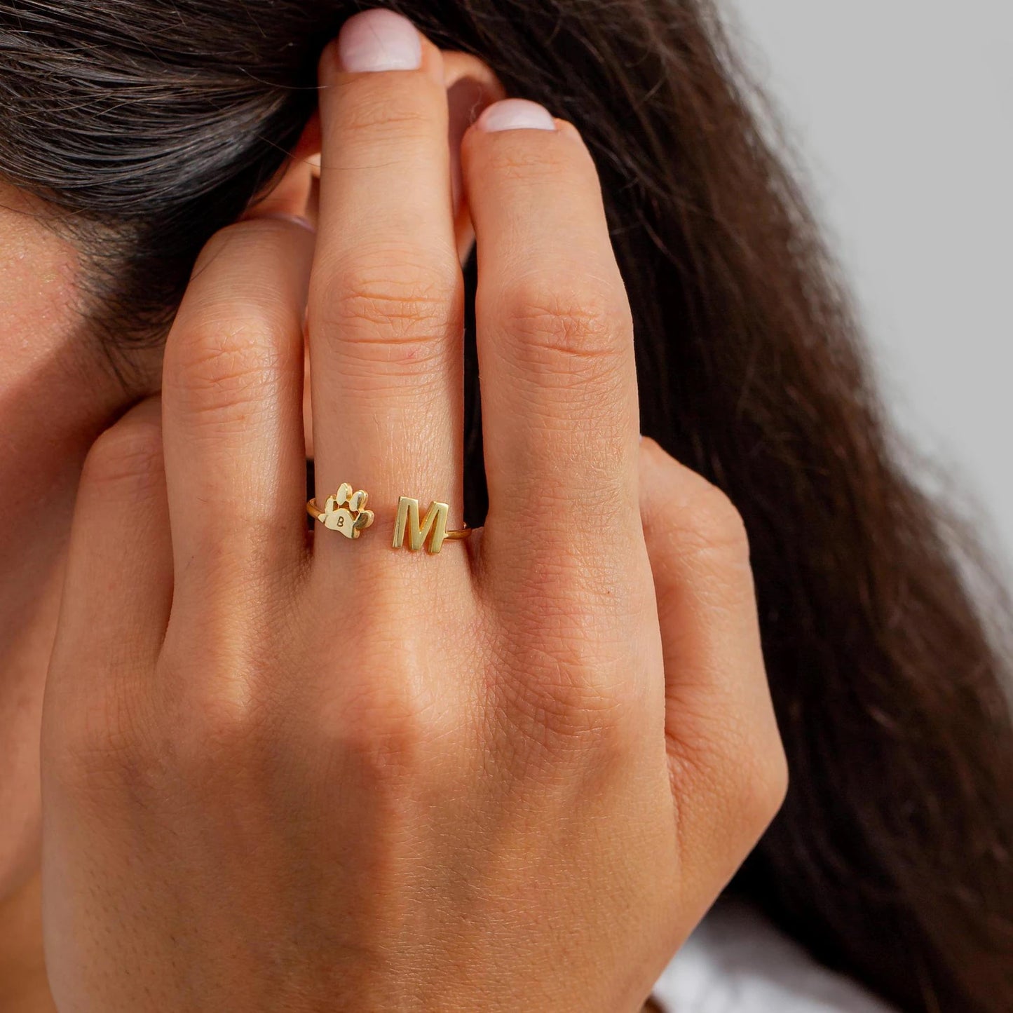 Személyre szabott háziállat kezdőbetűs gyűrű