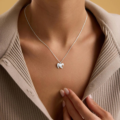 Személyre szabott mancs és szív névnyaklánc