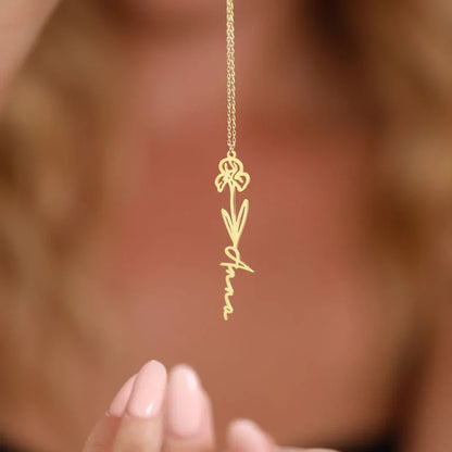 Személyre szabott születési virág névnyaklánc